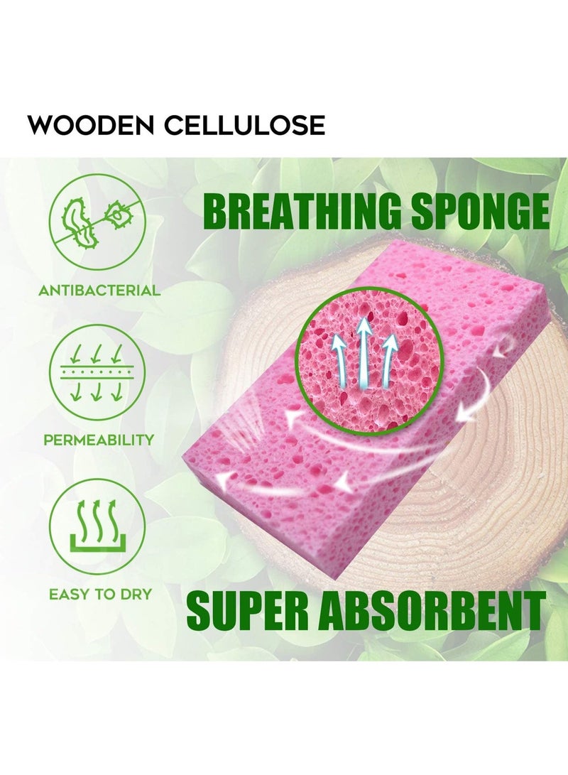 16Pack Eco-Friendly Kitchen Sponges, Non-Scratch Cellulose Dishwashing Sponges, Biodegradable Natural Cleaning Scrub Sponges for Dishes, Pots, Pans - Multicolor - Image 3